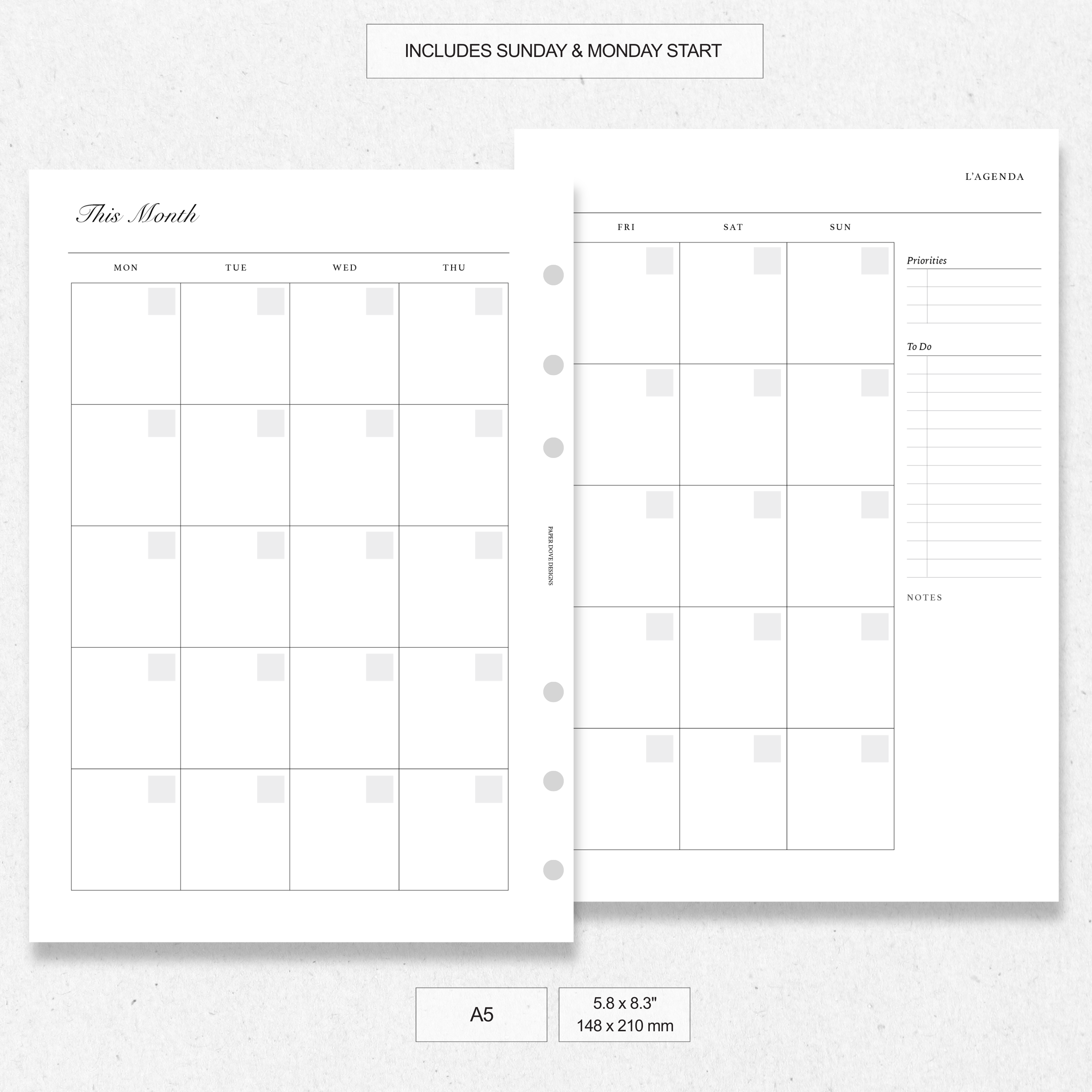 Undated Monthly Agenda - Version 2