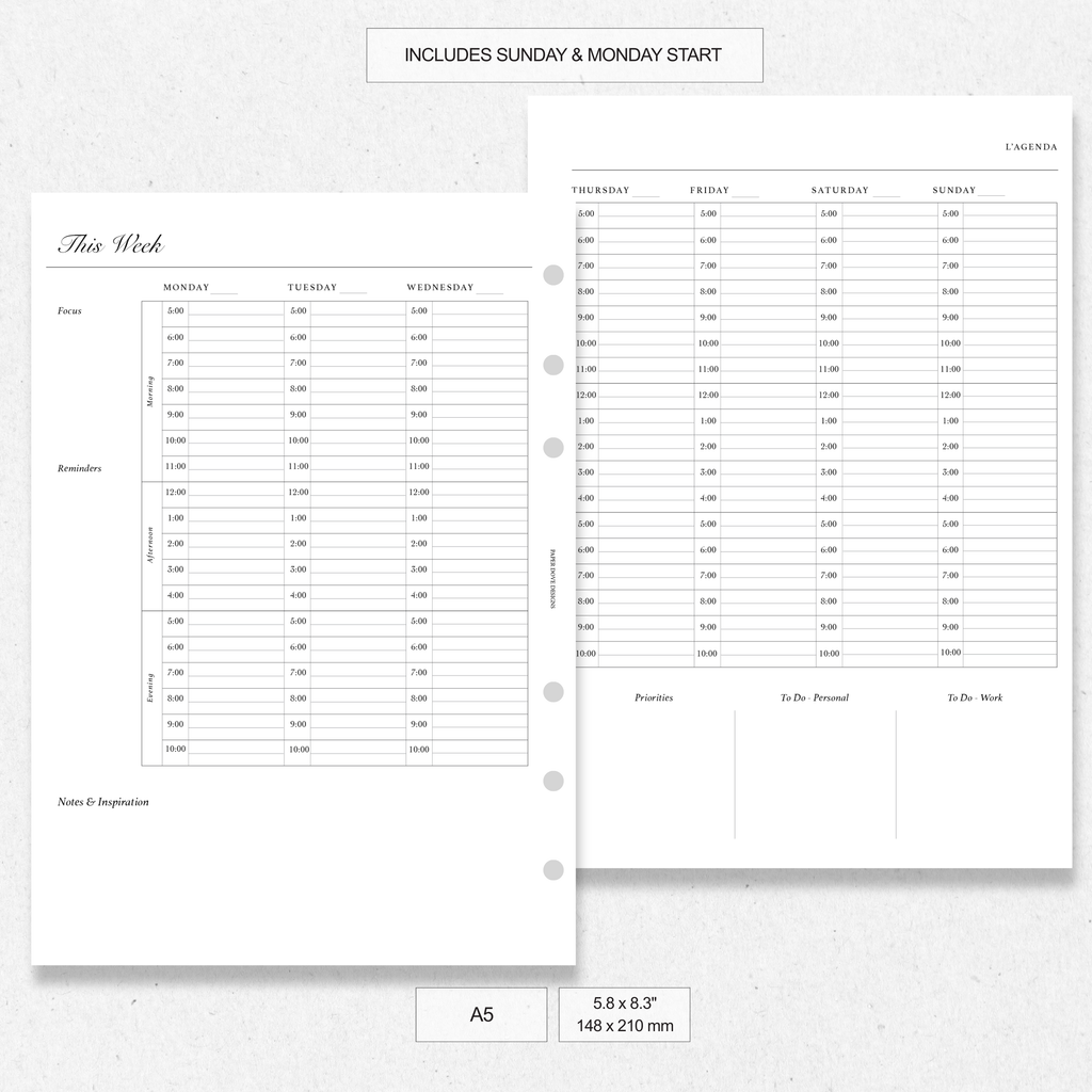 Undated Weekly Agenda - Version 2
