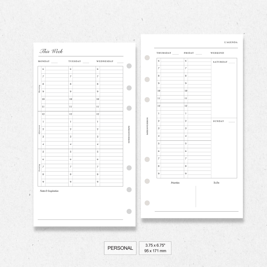 Undated Weekly Agenda - Version 2