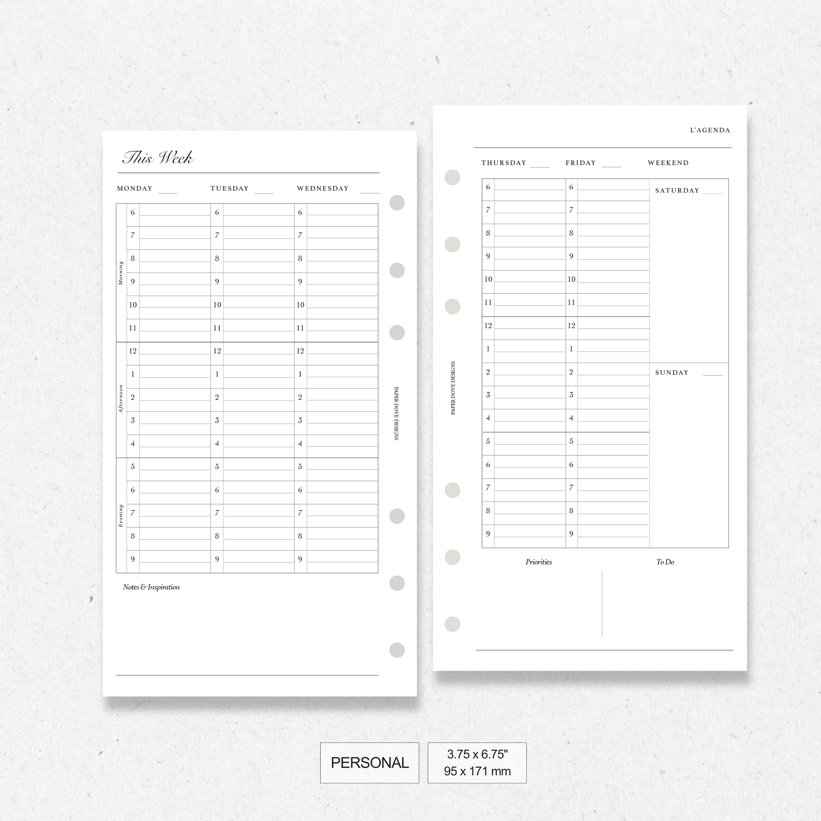 Undated Weekly Agenda - Version 2