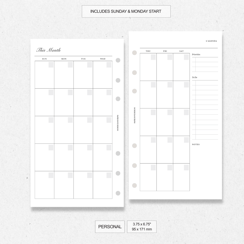 Undated Monthly Agenda - Version 2