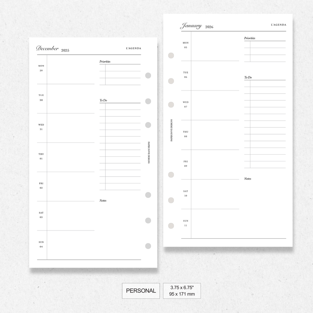 2026 Weekly Agenda - Version 01