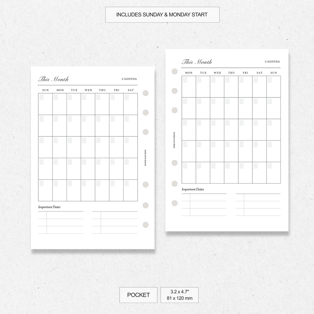 Undated Monthly Agenda - Version 1