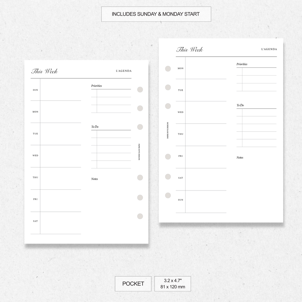 Undated Weekly Agenda - Version 1