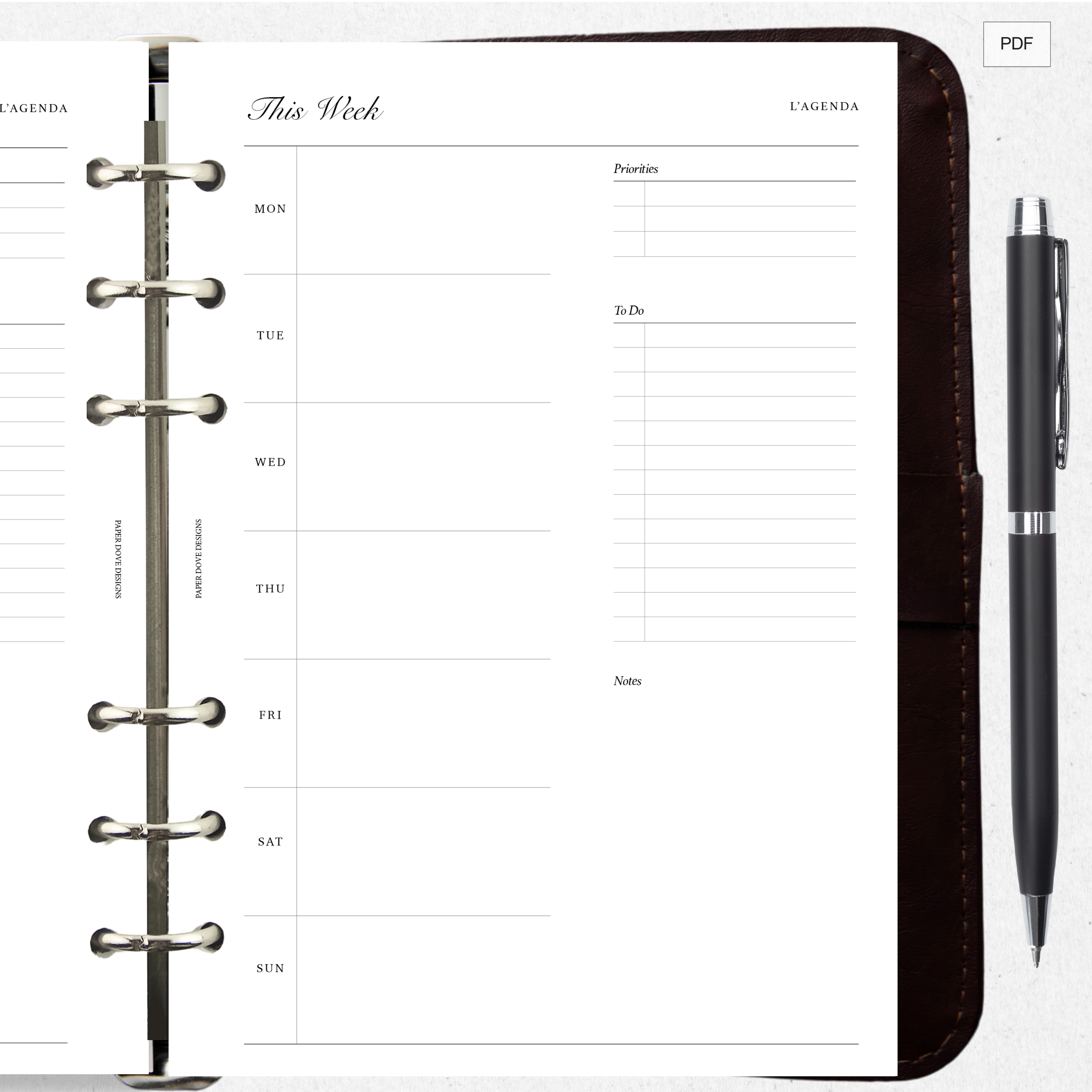 Undated Weekly Agenda - Version 1