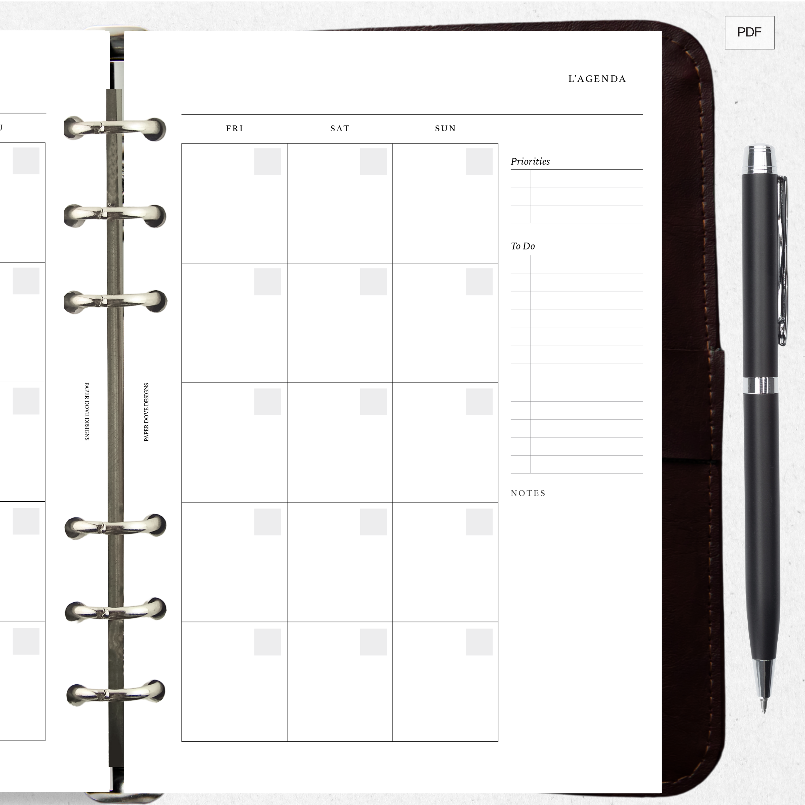 Undated Monthly Agenda - Version 2