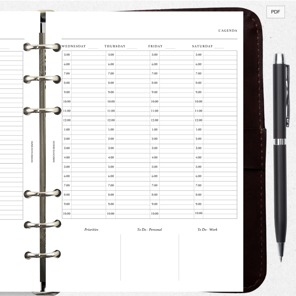 Undated Weekly Agenda - Version 2