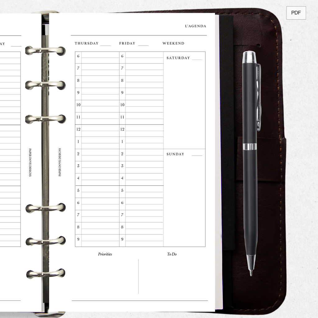 Undated Weekly Agenda - Version 2